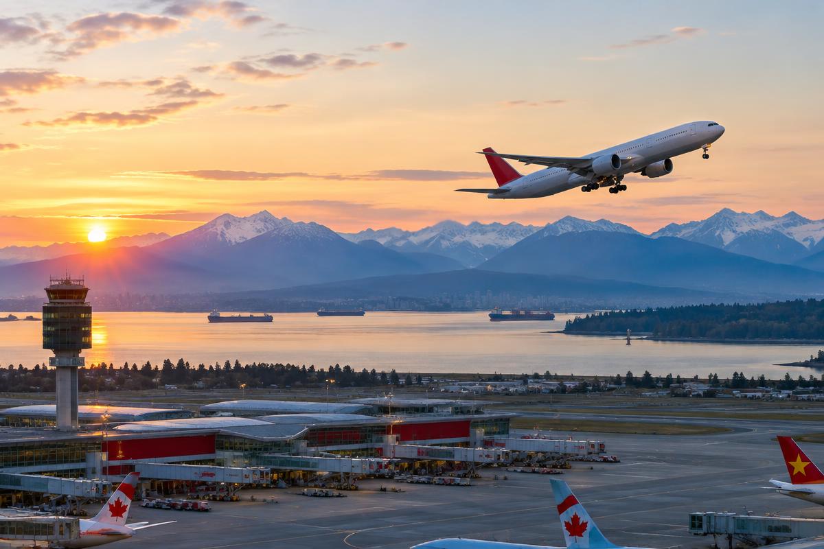 A busy city corridor representing international travel